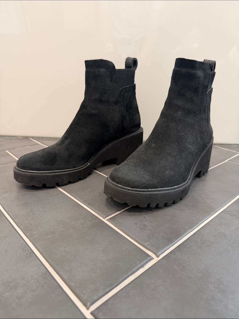 Dolce Vita Black Suede Lug-Sole Chelsea Bootie - Women